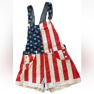 BiBi Patriotic Red and Blue Women's Overalls